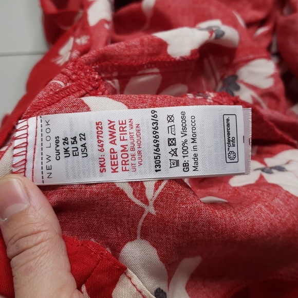 New Look Curves Womens Babydoll Floral Viscose Midi Dress Size 22 Boho Summer - Picture 7 of 14